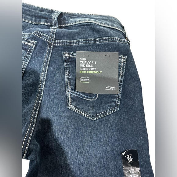 NWT Silver Jeans, Suki Curvy Fit Mid Rise Slim Boot 27x35 Indigo - Picture 5 of 12